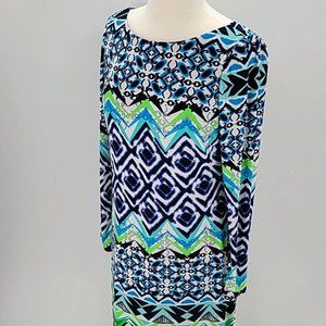 Vince Camuto Long Sleeve Geometric Print Dress Size 10